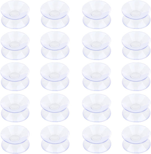 Pawfly 20 Pack Double Sided Suction Cups, 1.2 Inch Clear PVC Plastic Suckers for Glass Table Mirror