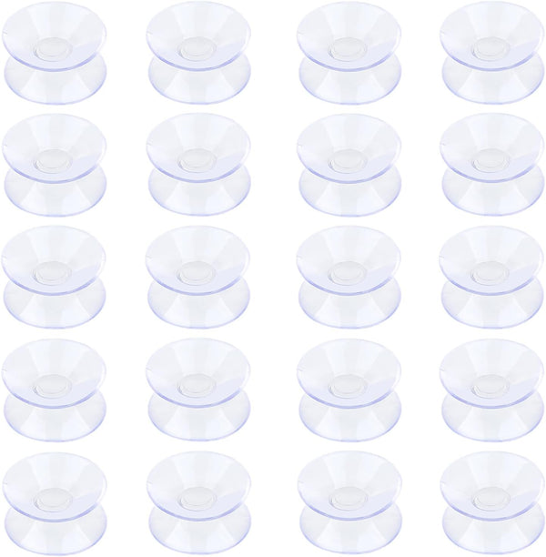 Pawfly 20 Pack Double Sided Suction Cups, 1.2 Inch Clear PVC Plastic Suckers for Glass Table Mirror