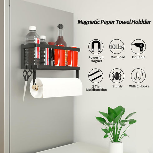 Magnetic Paper Towel Holder for Refrigerator, Magnetic Spice Rack,Magnetic Shelf for Stove,Wall Mount Towel Rack