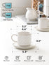 8 oz Set 4, Set LE TAUCI Stackable Latte Cups with Saucers and Stand, of Large Ceramic Coffee Cup and Saucer for Tea