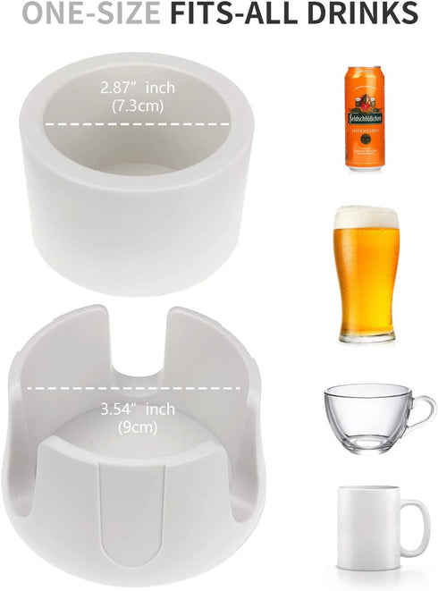 Anti-Spill Cup Holder, Drink Coaster with Anti-Slip Mat for Home Office Outdoors (White)