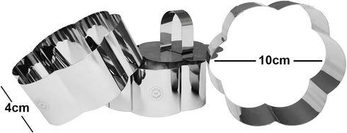 NEWLINE NY Stainless Steel Dessert Rings, 4 Pcs, Flower Shape Molded Appetizers, Salads, Pastries