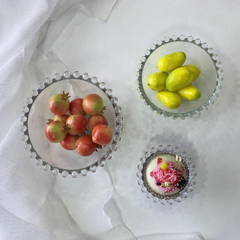 Sizikato 2pcs Clear Glass Dessert Bowl with Beaded Edges, 4.5-Inch Fruit Bowl Salad Bowl by Sizikato