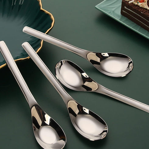 Thick Heavyweight Dinner Soup Spoons, Stainless Steel Tablespoons, 7.1 Inches, Set of 4, Heavy Duty Asian Spoons