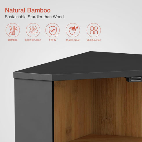 Goozii Countertop, Counter, Corner Bread Box for Kitchen Black Bread Storage Container for Homemade Bread, Two Layer