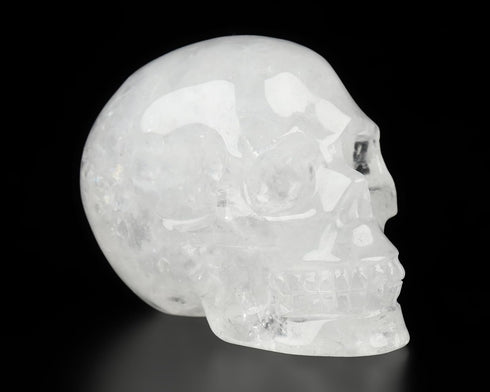 Skullis 2.0" Quartz Rock Crystal Carved Skull - Hand Carved Gemstone Fine Art Sculpture