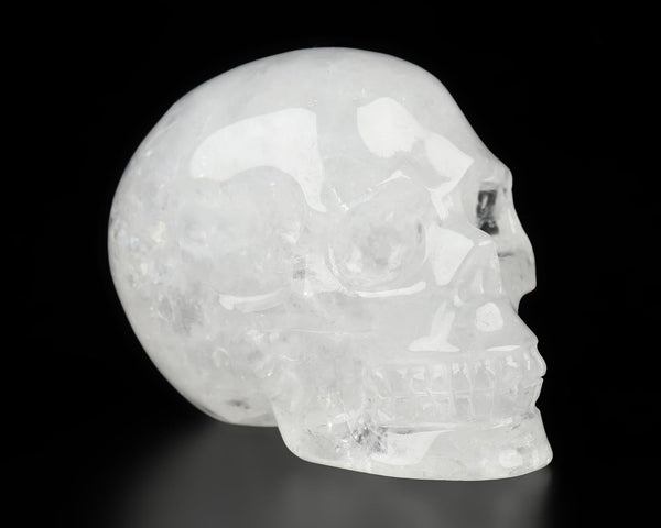 Skullis 2.0" Quartz Rock Crystal Carved Skull - Hand Carved Gemstone Fine Art Sculpture