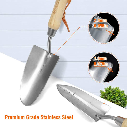 WORKPRO 7 Piece Garden Tools Set, Heavy Duty Stainless Steel with Wooden Handle, Gardening Gifts
