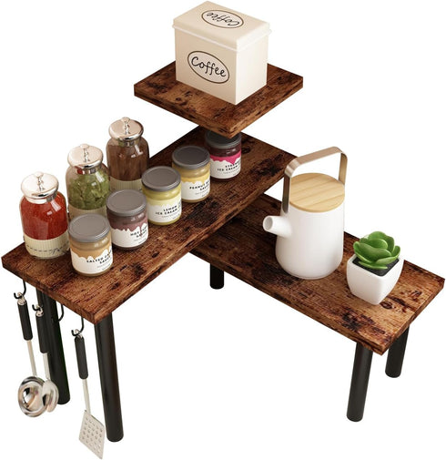 Homode Kitchen Countertop Organizer Corner Shelf, 3 Tier Space Saving for Kitchen Counter