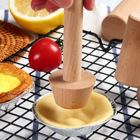 Double Sided Wooden Tart Tamper Set, Egg Tarts Tamper Pastry Tools for DIY Baking Shaping Kitchen