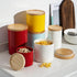 Sweejar 39 Fl Oz Kitchen Canisters, Stackable Ceramic Food Storage Jar with Airtight Seal Wooden Lid - White