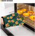 Dellukee Oven Mitt and Pot Holder Set, Christmas Trees Print Heat Resistant Kitchen Gloves for Baking Cooking