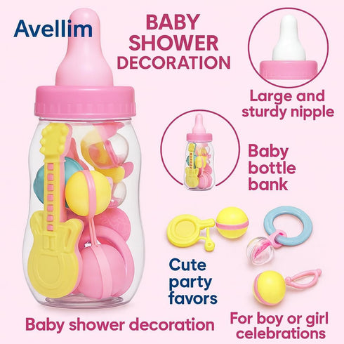 AVELLIM 11 Jumbo Pink Baby Bottle Decoration Large Fillable Baby Shower Centerpiece, Gender Reveal Party Table Decor