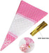 FTVOGUE 50 Piece Clear Cone-Shaped Treat Bags with Twist Ties, Cellophane Candy Bags (Pink)