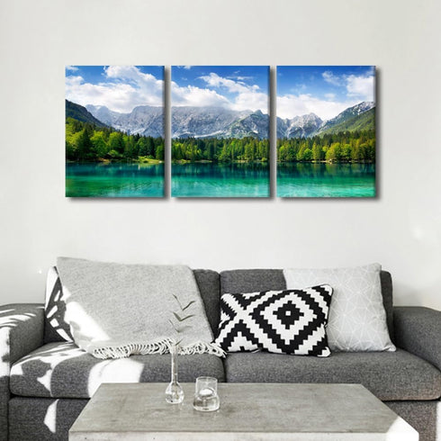 National Park Pictures for Living Room - Alps Sunset Lake Tree Landscape Canvas Artwork, 36" Wx16 H
