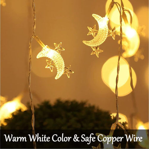 Fielegen 40 LED Moon String Lights - Battery Operated 20ft Mini Star Fairy Lights for Garden, Wedding, Party Decorations