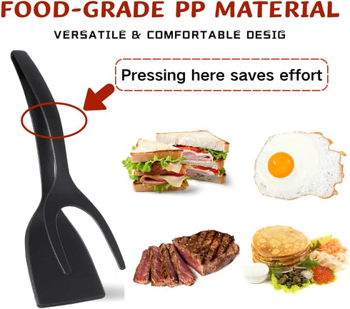 Egg Flipper Spatula Tongs - 2 in 1 Grip and Flip Spatula, Egg Flipper Spatula for Kitchen Use, Multi-purpose Non-Stick Kitchen Gadgets for Pancake, Quesadillas, Omelettes, Cooking, Sandwiches, Steak by Zalhyrox