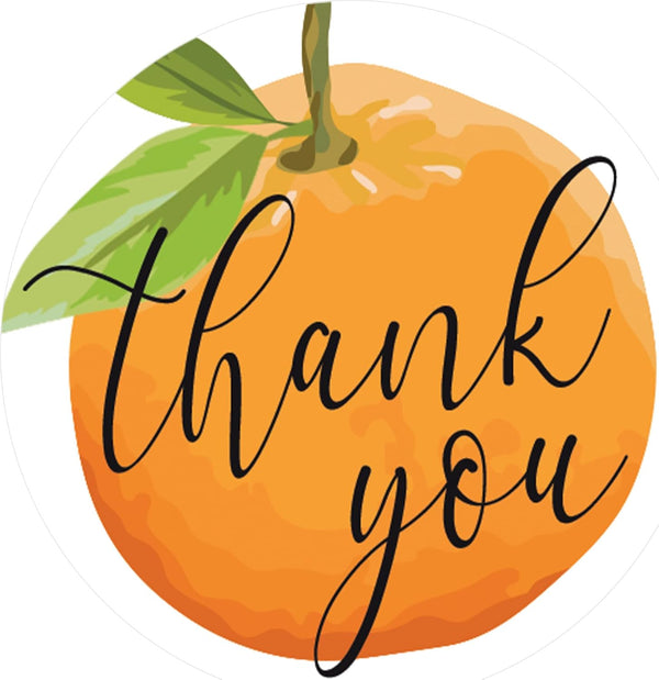 Little Cutie Baby Shower Thank You Stickers | 40 Count Orange Theme Labels for Baby Shower or Gender Reveal