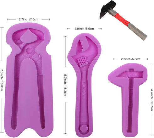 Hand Tools Silicone Chocolate Molds, 3 Packs Large Hammer Wrenches Pliers for Cake Decoration