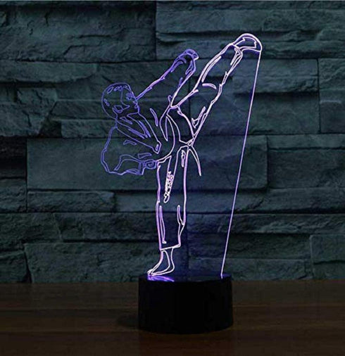 YTDZLTD 3D 16 Creative Taekwondo Night Light Colors Changing USB Power Remote Control Touch Switch Decor Lamp Optical