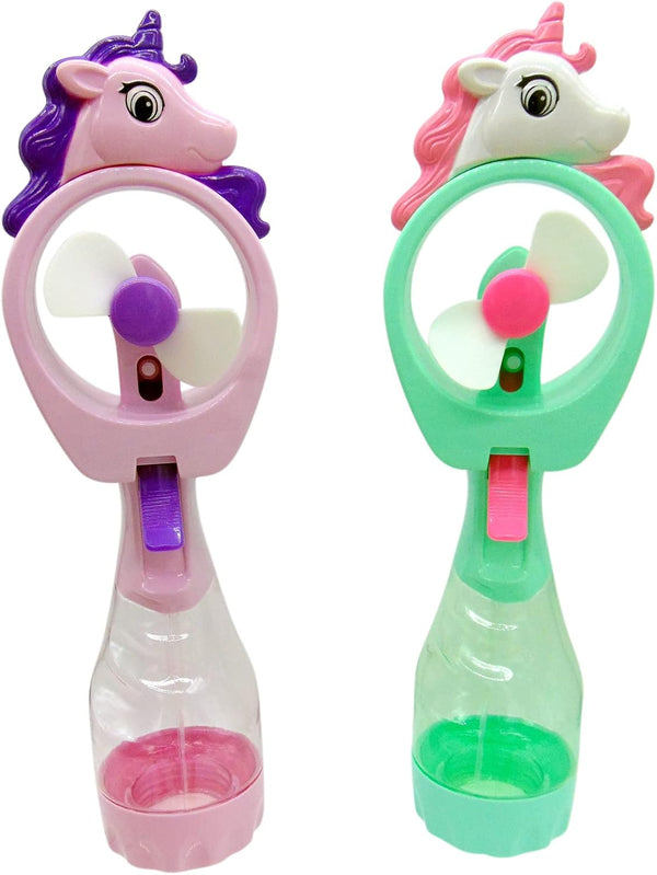 Unicorn Misting Spray Bottle Fan, Kids Personal Cooling Mist Handheld Humidifier Powered Fans for Girls, Set of 2