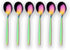 Berglander Rainbow Teaspoon, Stainless Steel Dessert Spoon with Colorful Titanium Plating, 6.5 Inches, Pack of 6