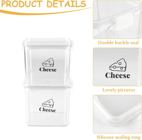Yomjarl 2 Pack Cheese Container for Refrigerator Airtight Creamer Container with and Lid Cream Cheese Sliced Cheese Box