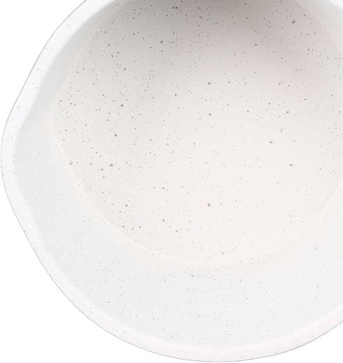 Kitchen Aluminum Nonstick Sauce Frying Pan with Wooden Handle and Pour Spouts for Heating, Boiling, Frying (White)
