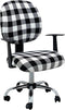 Black White Plaid Office Chair Slipcovers, Christmas Stretch Protector, Spandex Washable Chair Cover, Decorative Fabric