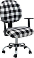 Black White Plaid Office Chair Slipcovers, Christmas Stretch Protector, Spandex Washable Chair Cover, Decorative Fabric