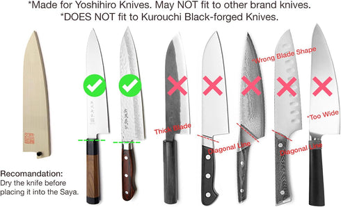 Yoshihiro Natural Magnolia Wood Saya Cover Blade Protector for 210mm Gyuto