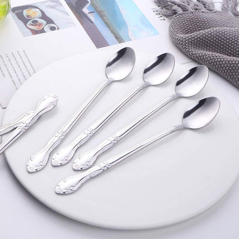 Iced Tea Spoon Set for 12, 7.9-Inch Stainless Steel Coffee Spoon Set, Ice Cream Dessert Spoon
