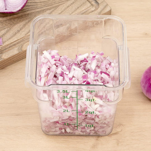 Met Lux 4 Quart Brine Bucket - 1 Square Marinating Container with Volume Markers, Clear and Green Plastic Dough Rising