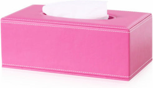 S Forever Decorative Napkin Box, Faux Leather Rectangular Tissue Box Cover, Pink L