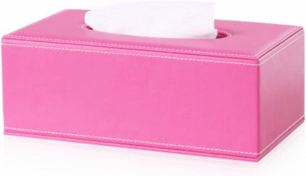 S Forever Decorative Napkin Box, Faux Leather Rectangular Tissue Box Cover, Pink L