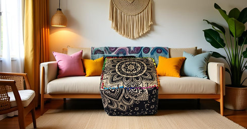 18X18X14 inches, CRAFT KALA Mandala Meditation Floor Pillows Cover Square Pillow Seating Hippie Decorative Adults