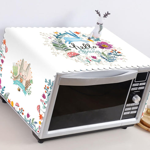 Microwave Oven Dust Cover, Decorative Kitchen Appliance Cover, 13.8 x 39.4in (Hello)
