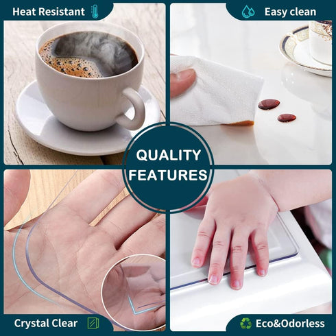12x28 inch Wadrac Clear Table Protector Plastic Table Cloths PVC Night Stand Table Cover Mat Office Desk Mat Shelf