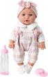 Enjoyin 12'' 13''x13'' 3+ Baby Doll in Gift Box with Pink Cloths, Pacifier, Microfabric Blanket, and Feeding Bottle.