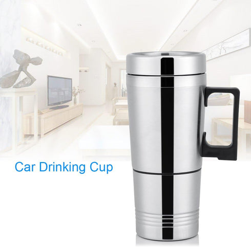 Asixx 12V/24V Car Heating Cup, 300ml Electric Kettle for Coffee, Tea, Water Mug, 304 Stainless Steel (24V)