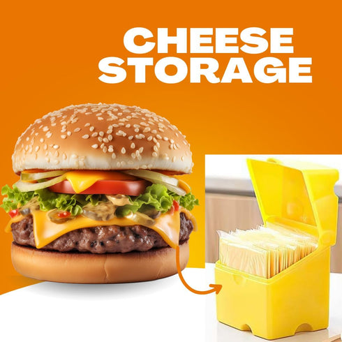 3.7x3.7x3.7 inches, 20-26 Cheese Container for Refrigerator, Sliced Cheese Container - BPA Free Plastic, Yellow, Holds