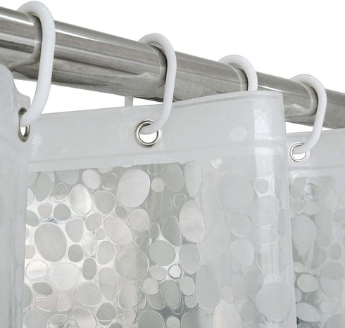 AooHome 3D Stone Shorter Shower Curtain, 72 Wx66 L inch, Water Repellent, Semi Transparent with Bottom Magnets