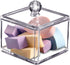 Modern Square Acrylic Qtip Holder | Bathroom Vanity Countertop Storage Organizer for Cotton Swabs and Makeup Sponges