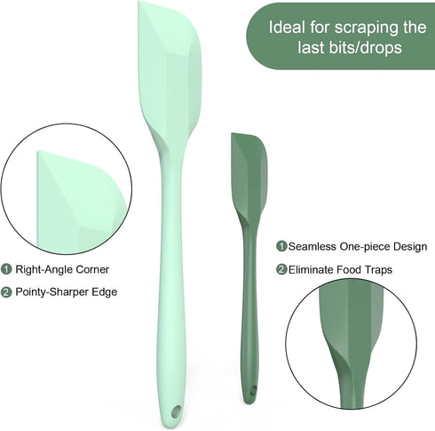 Silicone Spatula Set, Premium Heat Resistant Spatulas, 2 Small & 2 Large Flexible Scrapers for Baking and Cooking