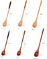 Wooden Spoons for Cooking,Wood Mixing Stirring Seasoning Spoons for Baking,Long Handle Wood Creative Coffee Spoon Ice Cream Dessert Spoon,Set of 6