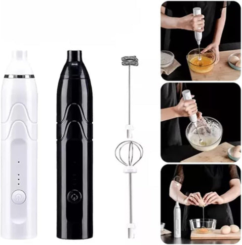 Coffee Whisk Foam Mixer with Stainless Steel Stand, Handheld Electric Milk Frother for Latte and Hot Chocolate