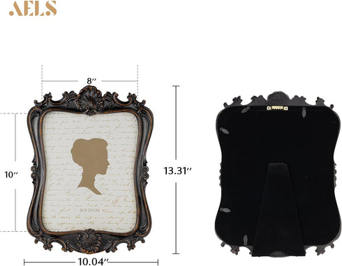 8x10 Inch AELS Vintage Picture Frame, Elegant Antique Photo Frames with Glass Front, Photo Display, Tabletop Wall