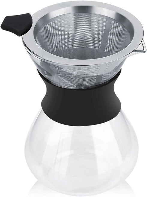 Manual Hand Drip Coffee Maker, Glass Pot with Stainless Steel Filter, Chemex Kaffeekaraffe 400 Drip Coffee
