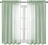 DWCN Bean Green Sheer Curtains, Semi Transparent Voile Rod Pocket Curtains for Bedroom and Living Room, 52 x 45 inches,