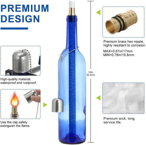 LANMU Wine Bottle Torch Wicks, DIY Homemade Torch Decor, Outdoor Patio Lights, Oil Lamps Replacement Wick Kit (3 Pack)